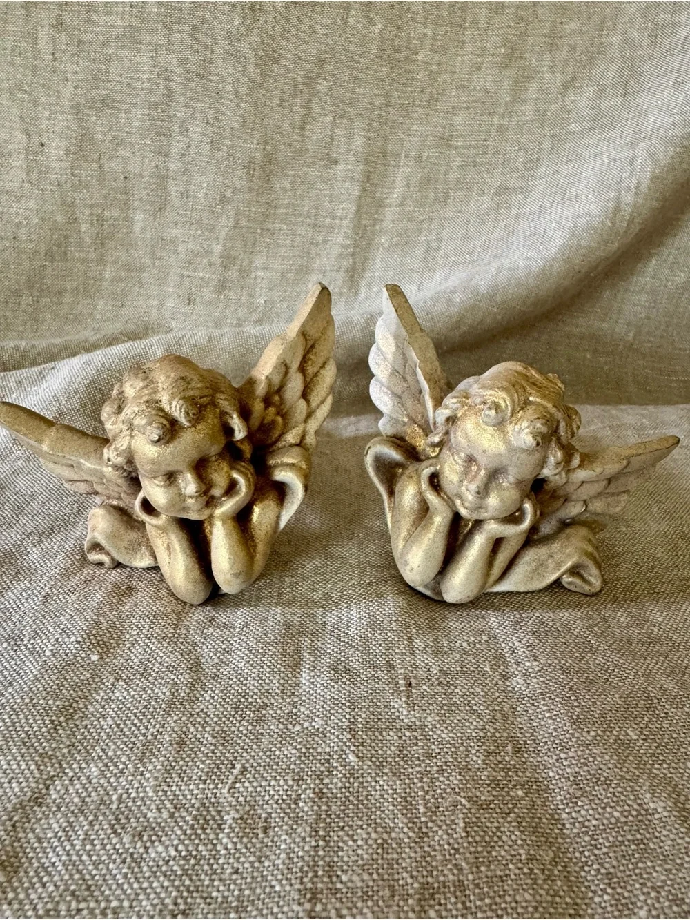 pair vintage cherub angel putti curtain hold backs tie backs